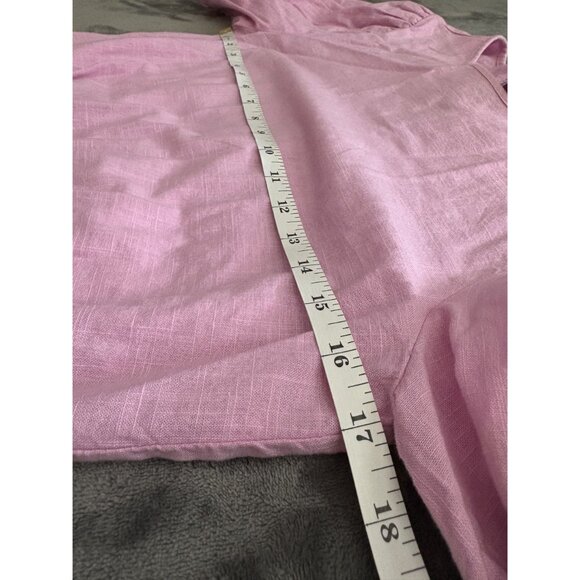 Women's Bohemian Puff Sleeve Crop Top XS Pink Tie Back Coquette Cottagecore - Picture 6 of 7